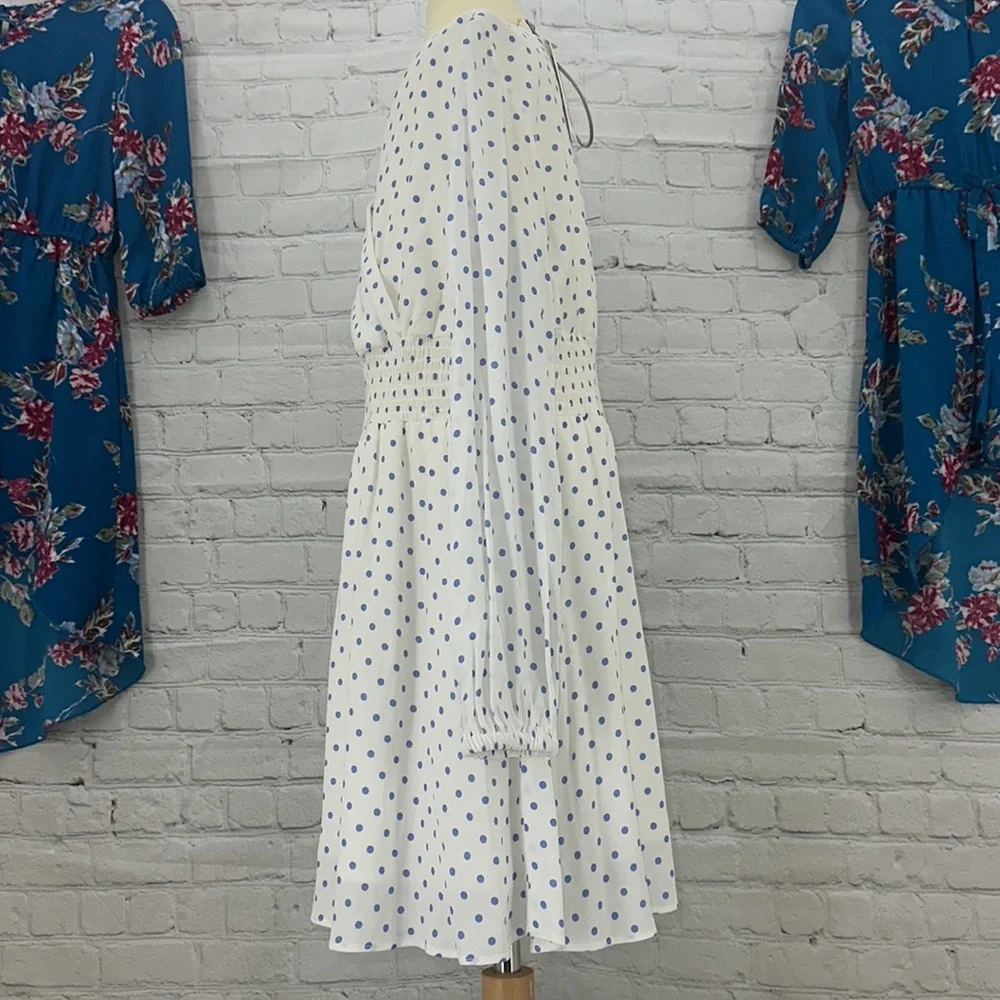 GB Girls BlueIvy polka dot long‎ sleeve chiffon dress double lined girls m 8/10